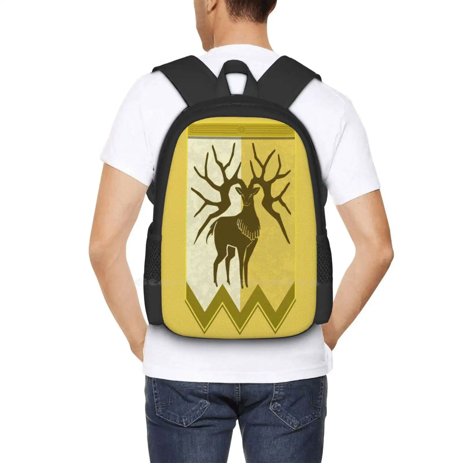 Fire Emblem 3 Casas: Mochila Golden Deer Banner para Estudante Escola Laptop Bolsa de Viagem Fire Emblem 3 Casas Golden Deer Crest