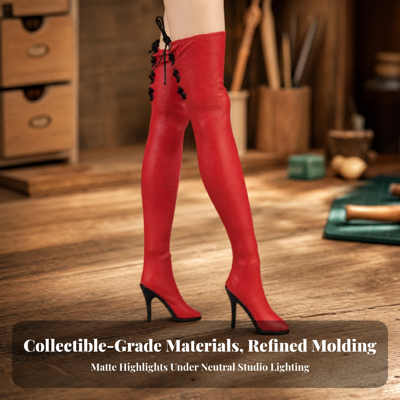 Doll Shoes Pointed Toe over-the-Knee Doll Boots over-the-Knee Boots Shiny for Action Figure Customizers