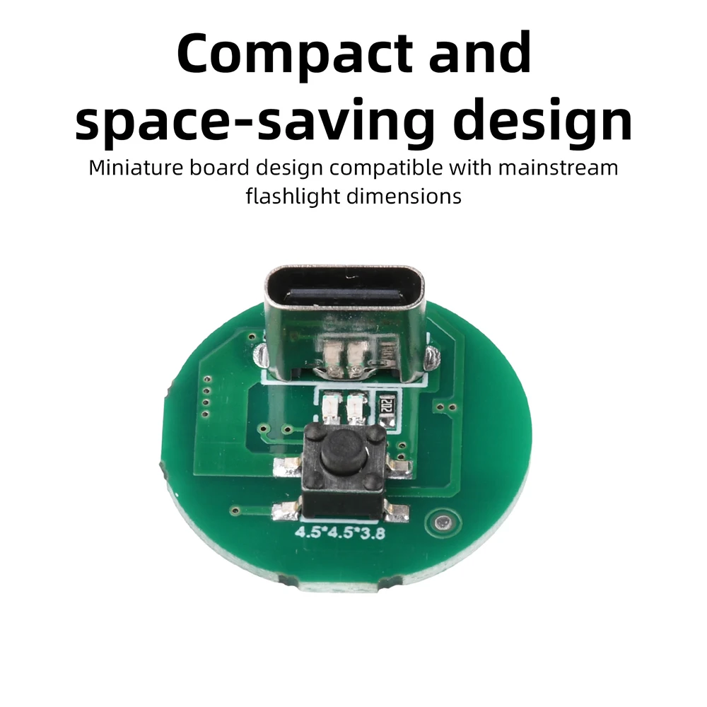 DC 3.7-4.2V 1Gear Flashlight Driver Board 10-20W TypeC Charging Port Motor Drive Module DIY Flashlight Replacement Circuit Board