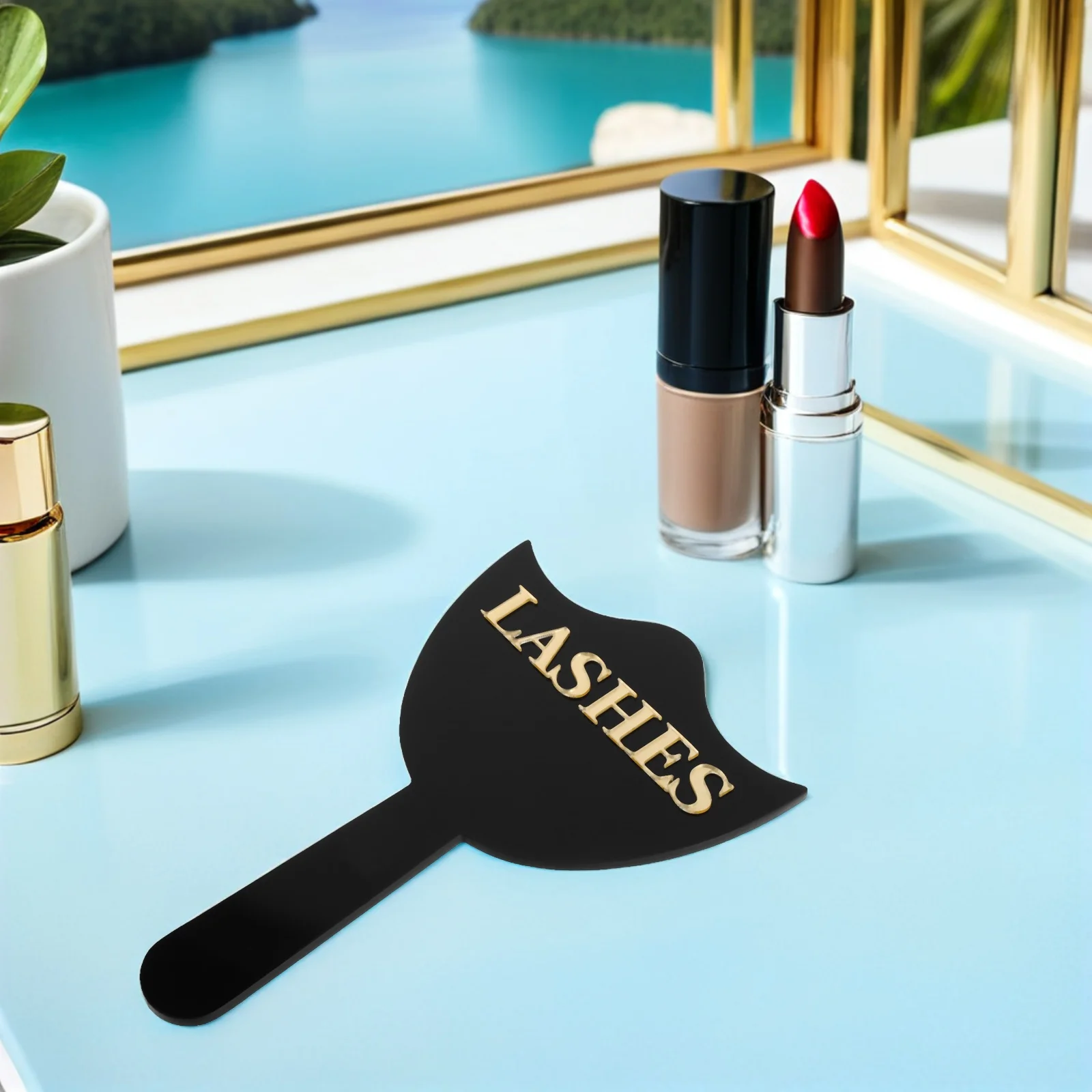 Ręczne akrylowe lusterko do rzęs, kompaktowe lusterko do makijażu podróżne, sprzęt do przedłużania rzęs w salonie, przenośny aplikator do rzęs