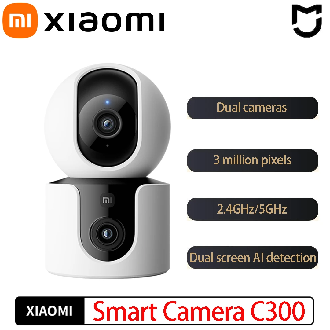 

Xiaomi C300 Smart Camera Dual Lens PTZ 360° AI Detection 3 Million pixels Full Color Night Vision WiFi 6 Home Security Mi Home