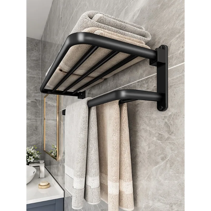 

Towel rack punching-free bathroom bathroom rack wall-mounted toilet bathroom storage space aluminium towel rack.