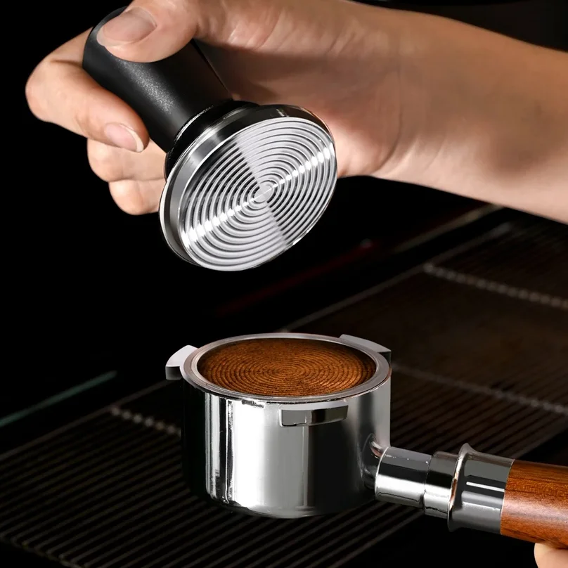 51mm 53mm 58mm Espresso Coffee Tamper Stainless Steel Flat/Thread Base Internal Spring Design Balanced Fixed Force Coffee Tamper