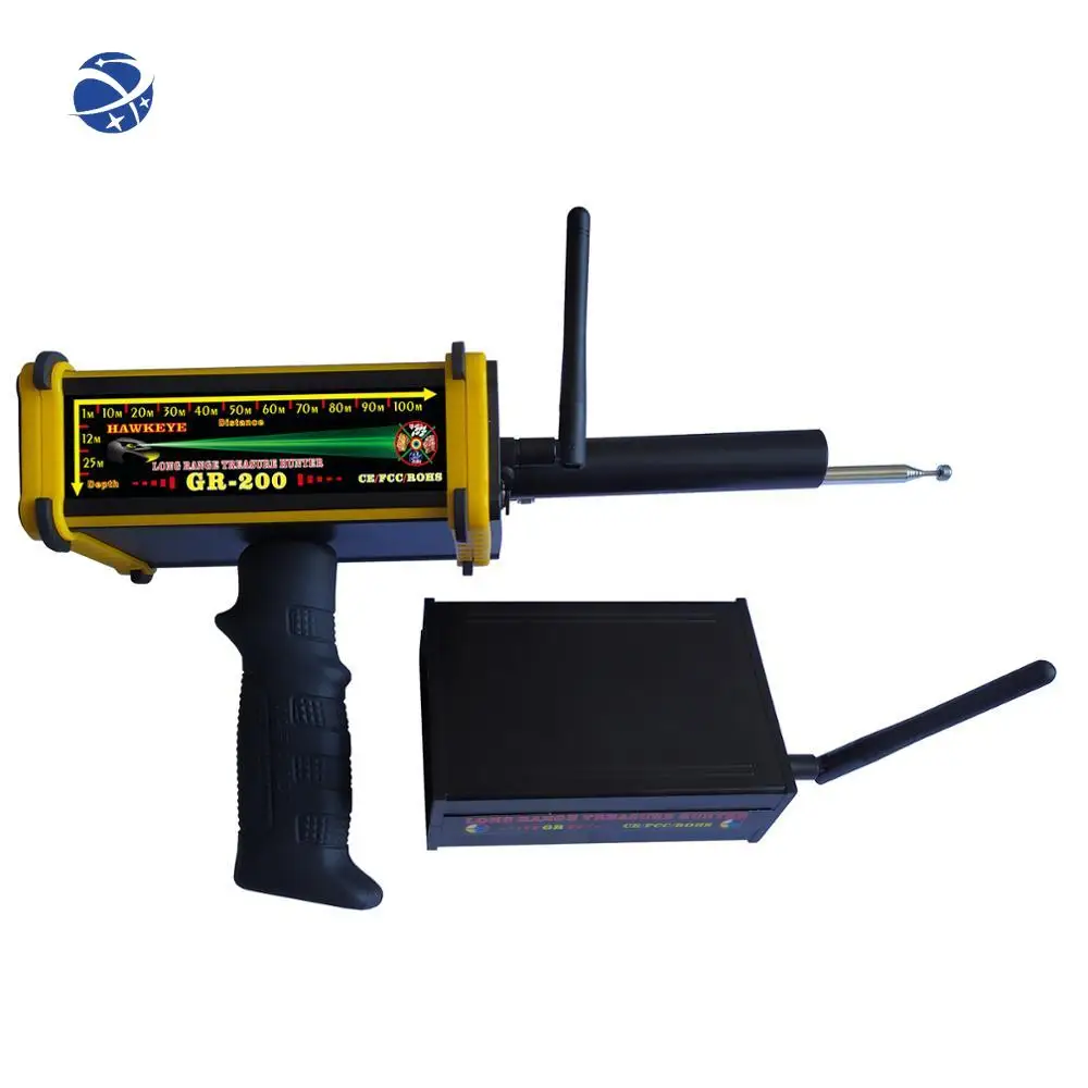 

yyhc GR-200 Underground 100m Long Range Metal Gold Detector with 3D LED Display 2 Antennas Plastic Case