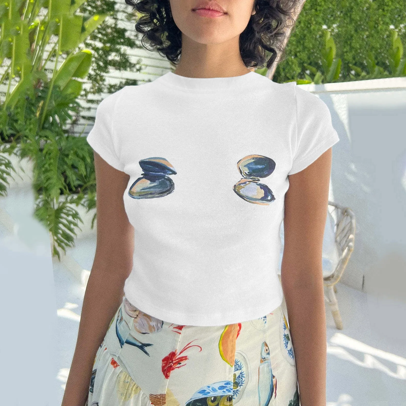 

Womens Casual Fashion Printed Crew Neck Short Sleeve Tops Slim Fit T Shirts Print Fashion Sweet Cute Slim Fit Women's T-Shirts