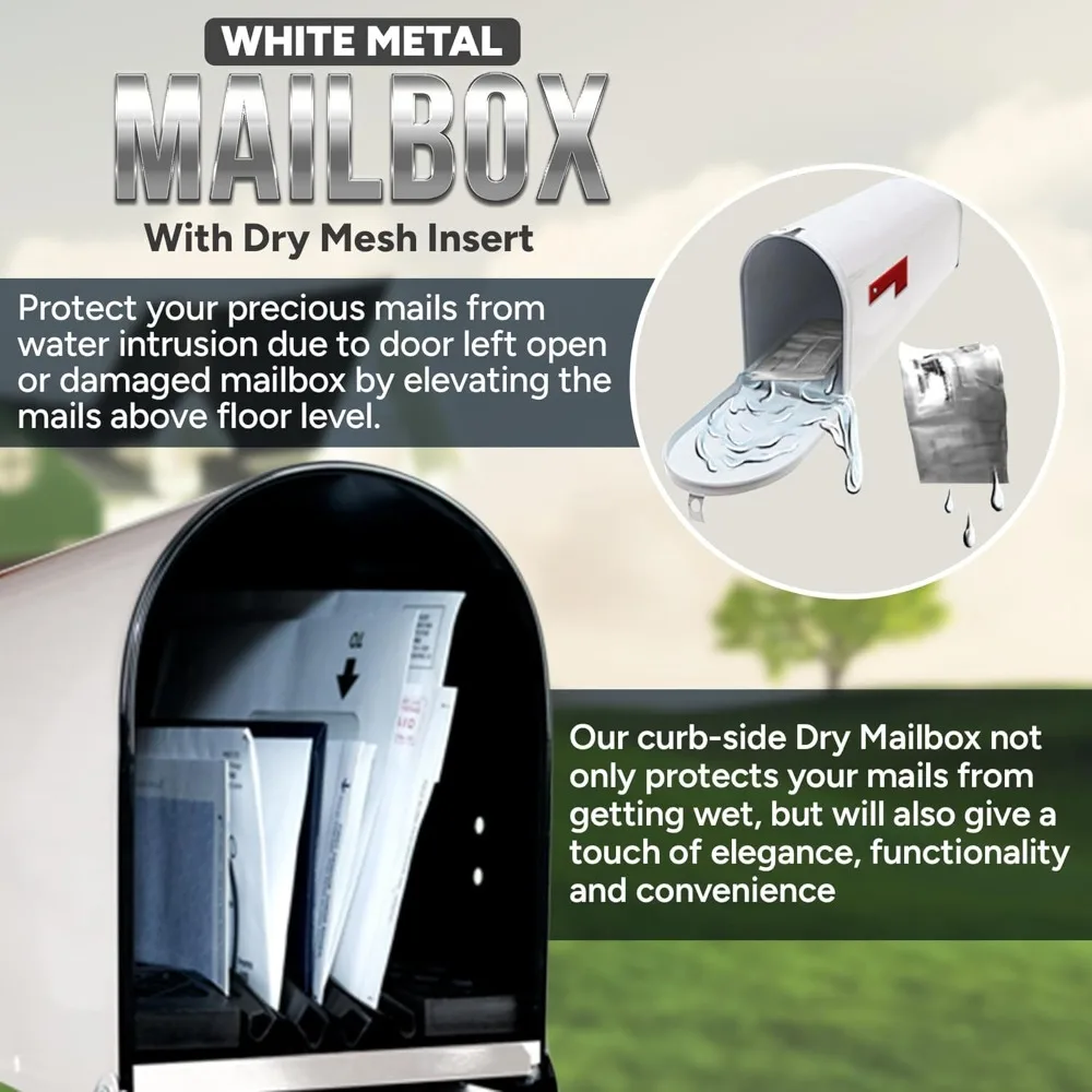 

Dry Mailbox – Outdoor Metal with Insert to Keep Mail Dry | Weatherproof Mailbox for Outside for Secure Deliverie