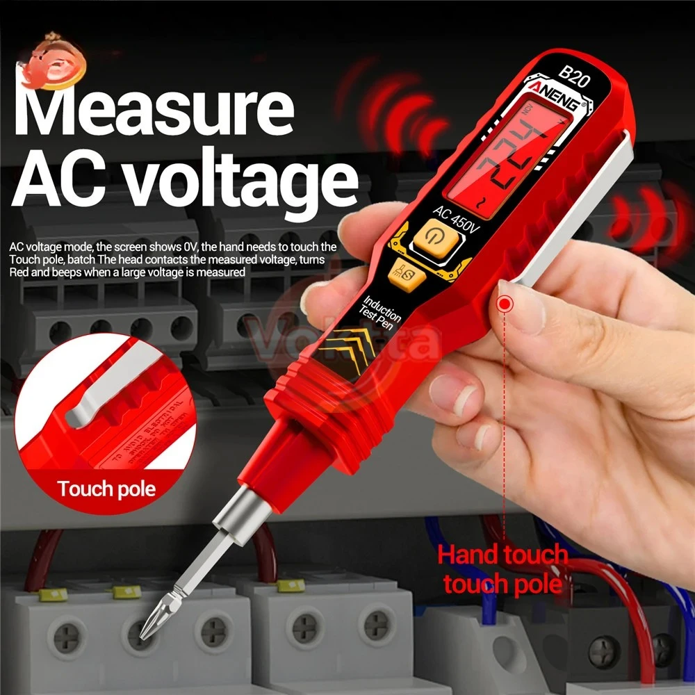 B20 Voltage Tester Pen AC/DC Electrical Induction Test Pencil Buzzer Alarm Voltage Detector Breakpoint Finder Diagnostic Tools