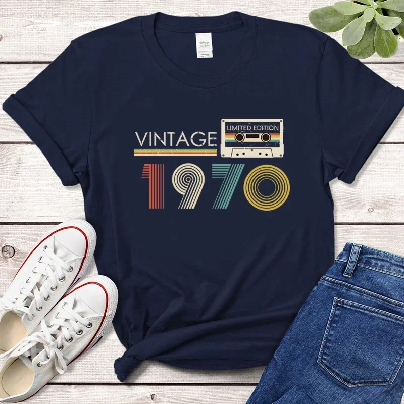 Vintage 1970 Limited Edition Audiotape Women Graphic T Shirts Retro 55th 55 Years Old Birthday Party Mom Gift Female Tshirts