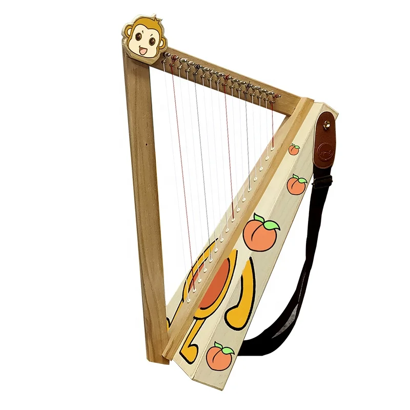 Small 16-String DIY Lyre Harp for Kids Colorful Design with Small Animals Musicians' Stringed Instrument Musical Instruments