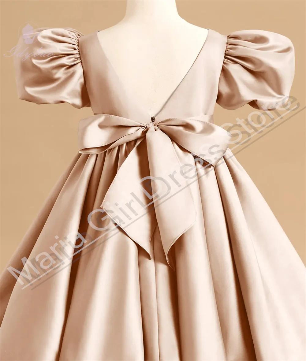 흰색 우아한 꽃의 소녀 드레스 풍선 슬리브 첫 성찬식 어린이 생일 공식 이벤트 댄스 파티 드레스 맞춤