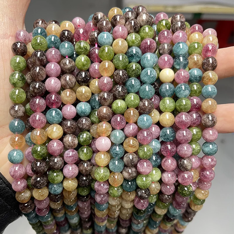 Dyed Color Quality Tourmaline Chalcedony Bead Round Loose Spacer 4 6 8 10mm For Jewelry Making Diy Necklace Bracelet Accessory