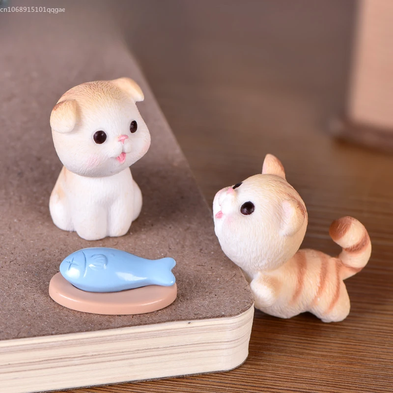 Mini Cute Chubby Cat Decorative Figures Mini Kitten Home Garden Decor Kawaii Figurine Miniature Home Decoration Accessories