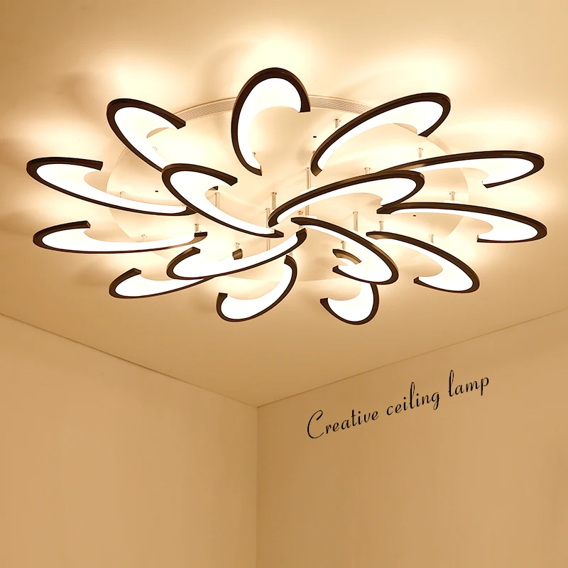 modern led ceiling chandelier lights for living room bedroom Dining Study Room White/Black AC85-265V Chandeliers Fixtures