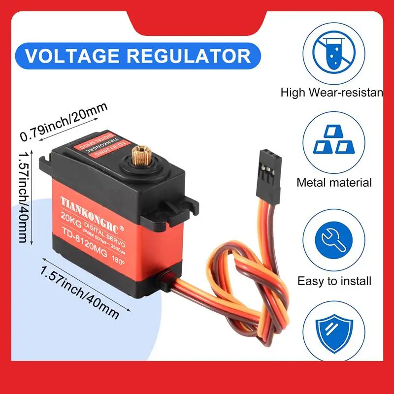 TIANKONGRC Td-8120Mg เกียร์โลหะกันน้ํา Digital Servo 20Kg แรงบิดสูง 180 มุมสําหรับ Rc รีโมทคอนโทรลรถรุ่นรถ