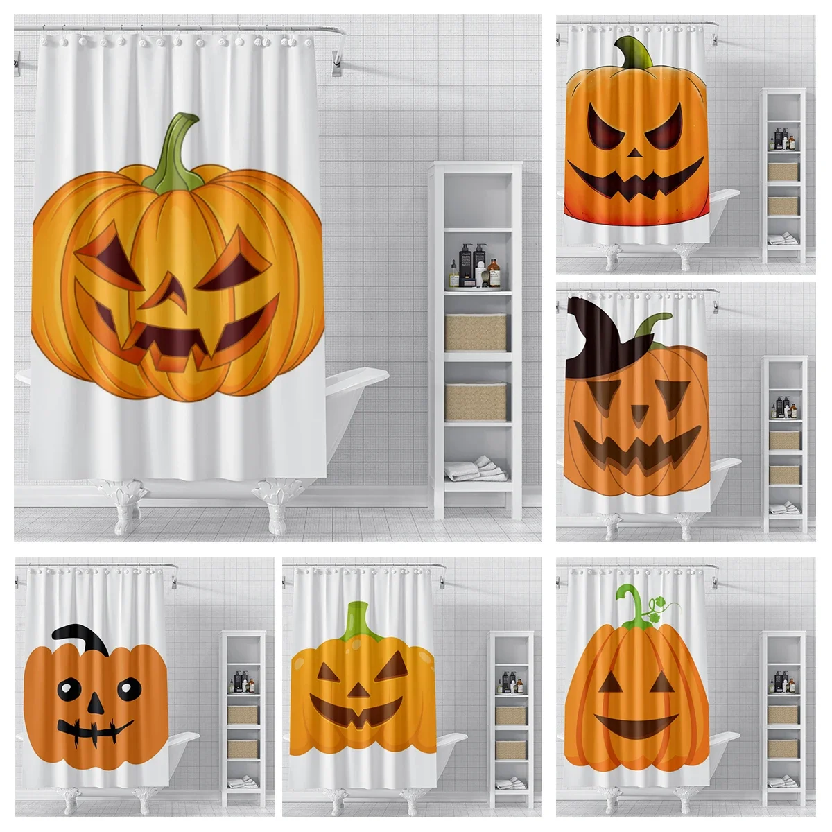 Home decoration shower curtains bathroom waterproof curtain fabric Modern Nordic Living Room happy Halloween Autumn Pumpkin