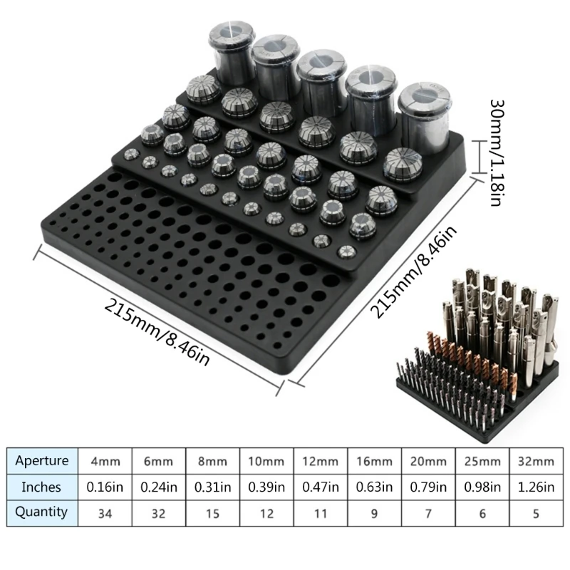 Collet Storage Box 131 Hole Organizers Box for 4-32mm Drill Bit Endmill Tool Dropship