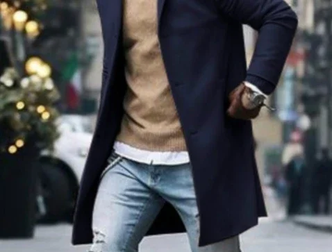 Chaqueta de Otoño Invierno para hombre, abrigo con cuello vuelto y botones, Color sólido, manga larga, moda informal, cálido, cómodo, estándar Regular