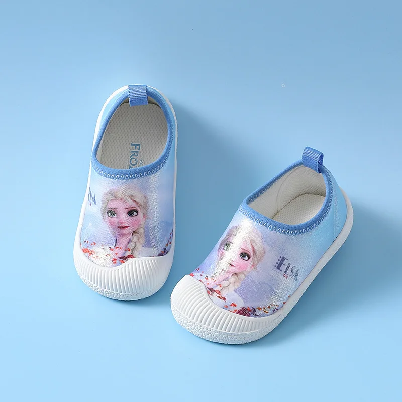 Disney Princess Elsa  Spring Autumn Children\'s Kindergarten Indoor Shoes Soft Soled Girls\' Walking Shoes Baby Kid\'s Casual Shoes