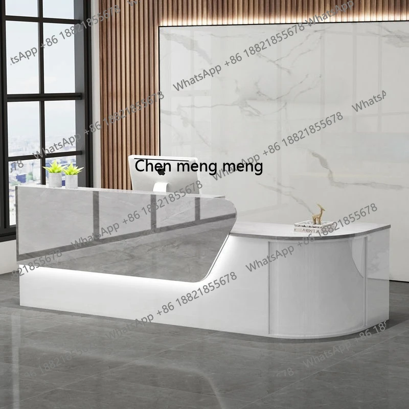 X Checkout page Simple and modern, small counter table curved rounded corners, reception desk