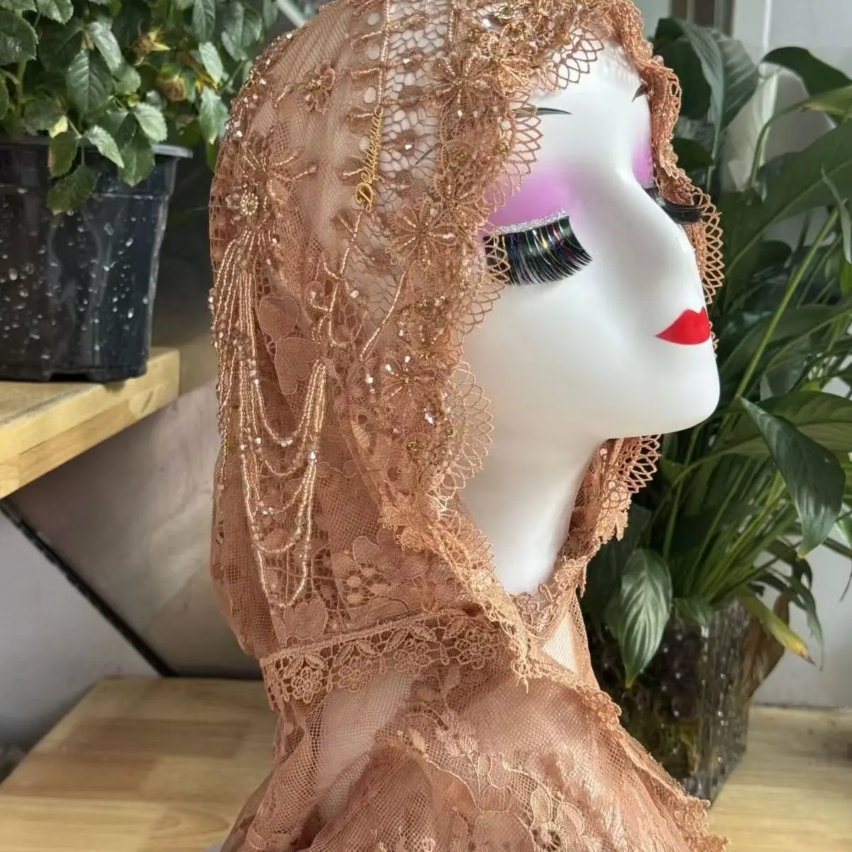 

Muslim Women's Hijabs Black Grey with Beading Ramadam Headscarf Evening Party Luxury Kufi Scarf Dubai Turban Islam Hat