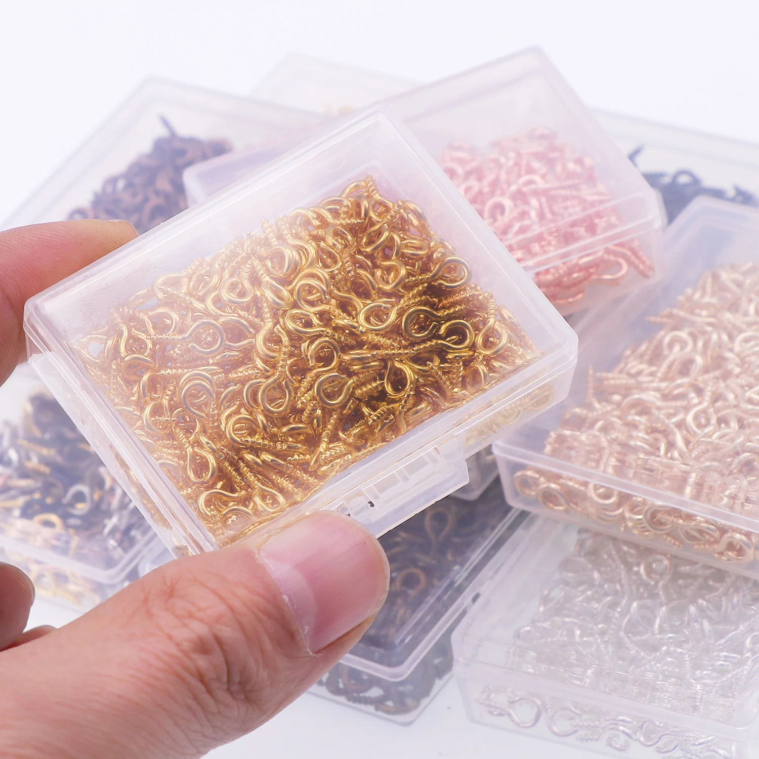 300Pcs/Box 4.5x10mm Small Sheep Eyes Nail Screw Tiny Mini Eye Pins Hooks Eyelets for Bead Charms Pendant DIY Jewelry Findings