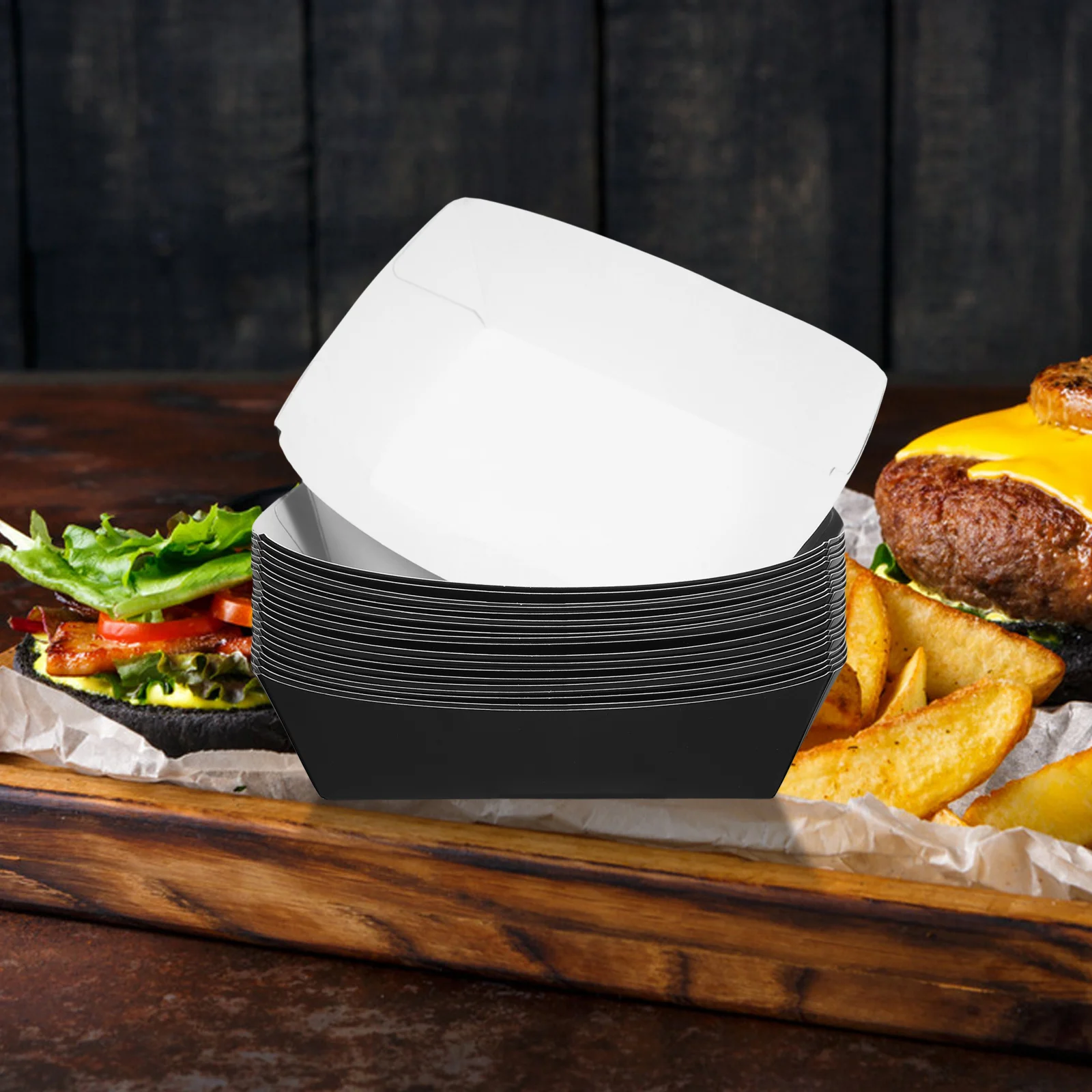 

20Pcs Kraft Paper Boat Boxes Leak Proof Food Containers for Takeout Chicken Wings Hot Dogs Bbq Outdoor Events Convenient Carry