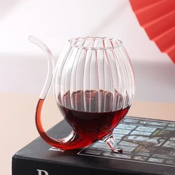 1Pc 8.3*13.5cm Creative Goblet Glass Mug With Straw For Cold Drink Wine Juice Glass Squirrel Cup Home Use Party Bar Transparent