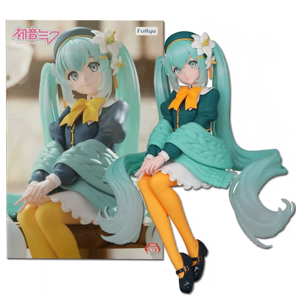 14CM Anime Hatsune Miku Lily Fairy Noodle Stopper Figure Sitting Model Toy Doll Gift Collection Aciton Figure PVC