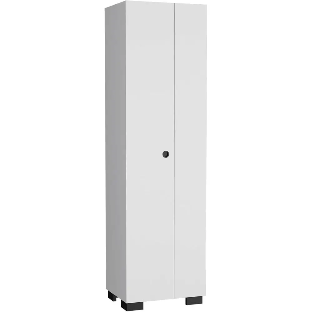 

Узкий шкаф для метелок: регулируемые полки, боковые крючки, нижнее отделение для эффективной организации дома и прочная деревянная конструкция