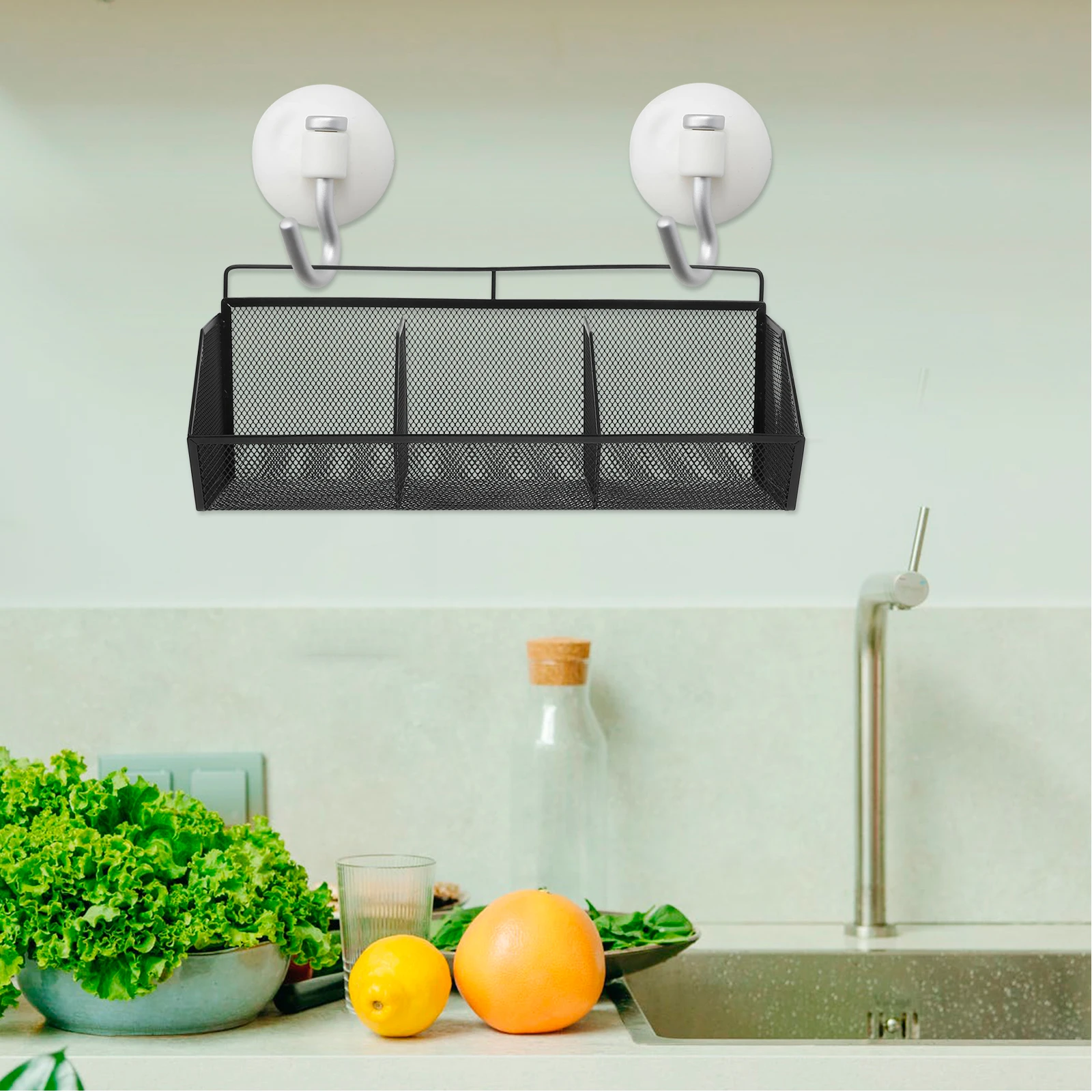 

Multifunctional Iron Slanted Storage Basket Wall Hanging Metal Organizer For Kitchen Pantry Closet Wrought Hollow Design