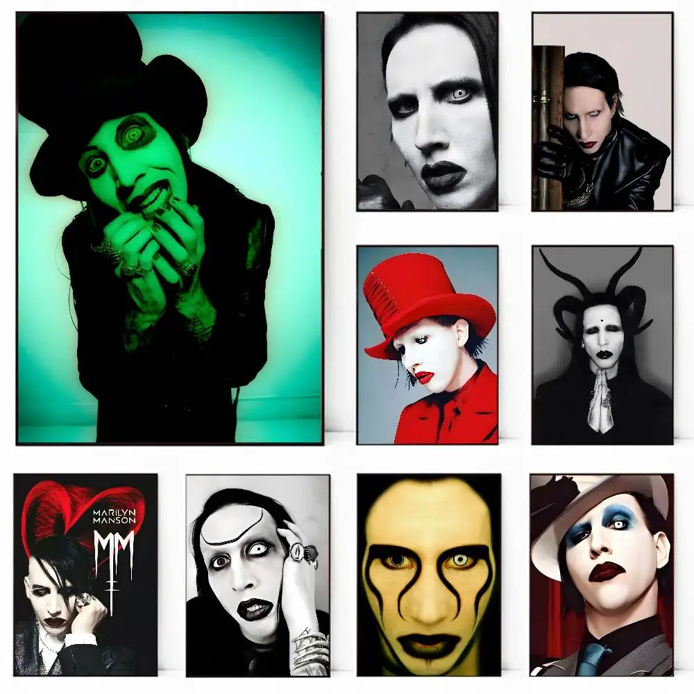 ملصق مارلين مانسون ملصق فني مع مطبوعات هدية تزيين غرفة النوم وغرفة المعيشة