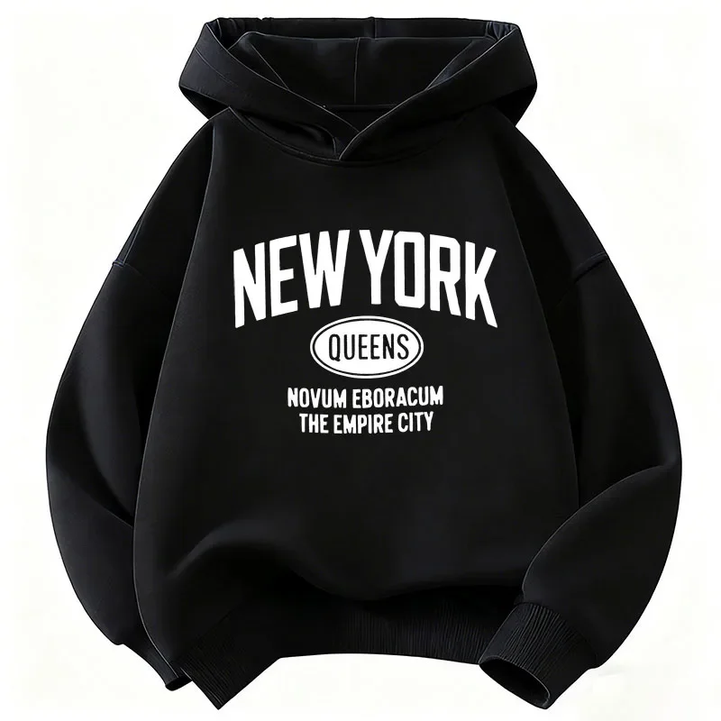 Kinder New York Queens Kapuzenpullover mit Buchstabenmuster, langärmelig, für Jungen und Mädchen, Vintage-Look, Pullover, Kinder-Streetwear-Oberteile. – Detail 4