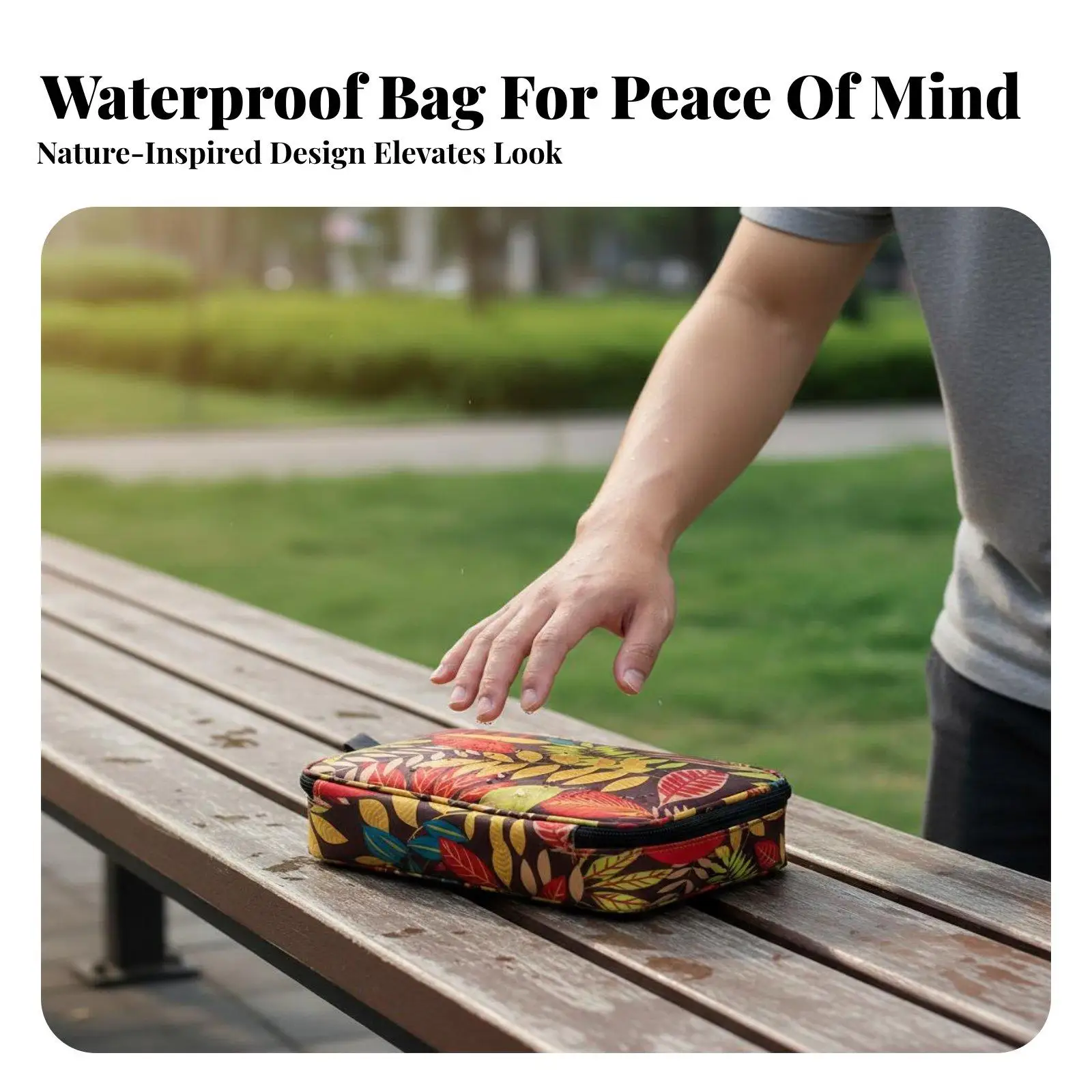 Versatile Table Tennis Paddle Storage Bag Water Resistant Material Leaf Pattern Single Racket Case with Zippered Pocket