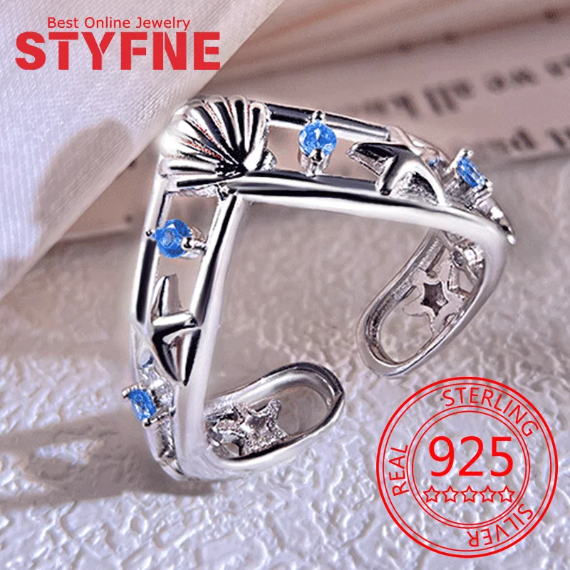 

925 Sterling Silver Ring Woman The shell starfish opens Ring Fine Silver Jewelry Anniversary Gift Bridal Ring