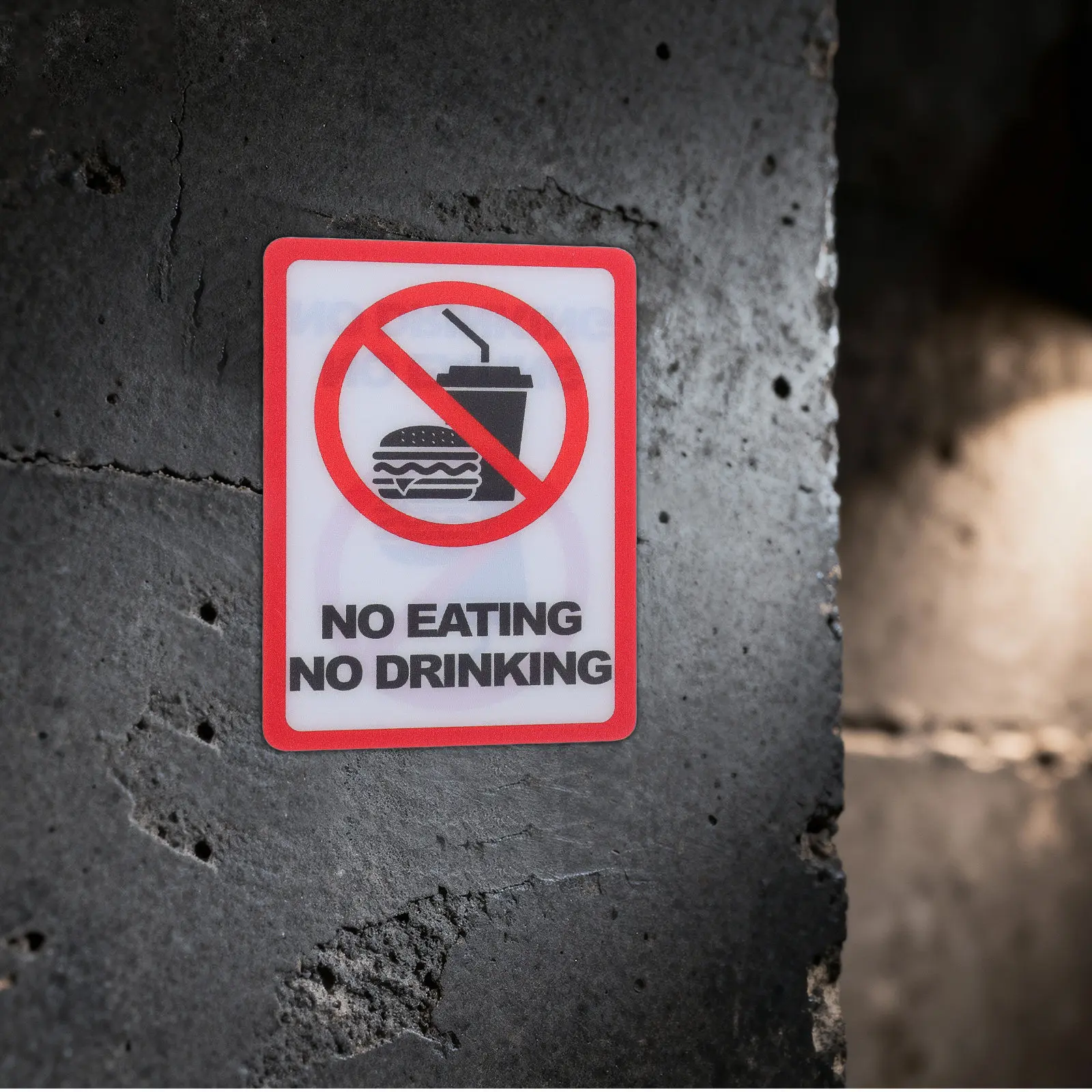 12Pcs No Eating Drinking Warning Labels Clear Self Adhesive Safety Stickers for Factory Workshop Office Library Indoor Outdoor view 6