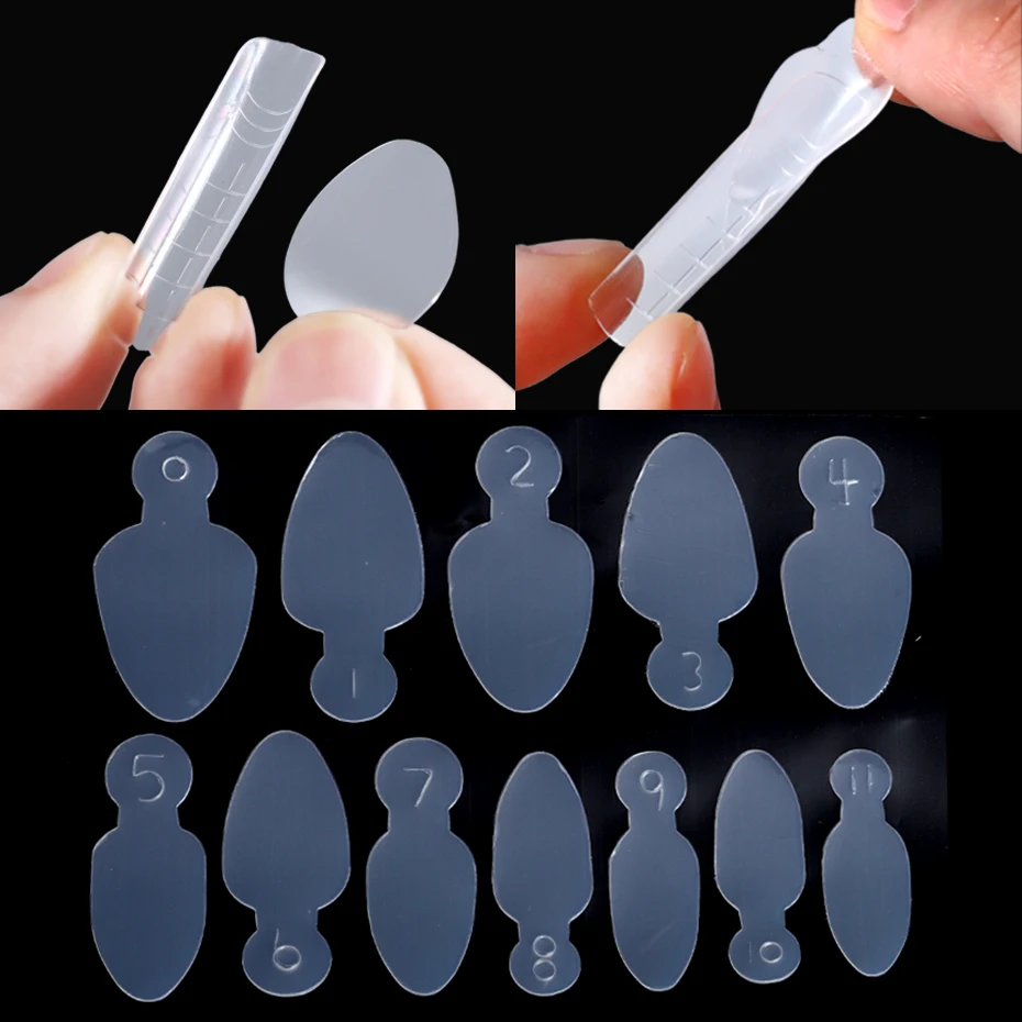 12pcs French Forma Dual Sticker Silicone French Line For Dual Forms Nails Almond Shape Poly False Tips Gel System Extension Mold