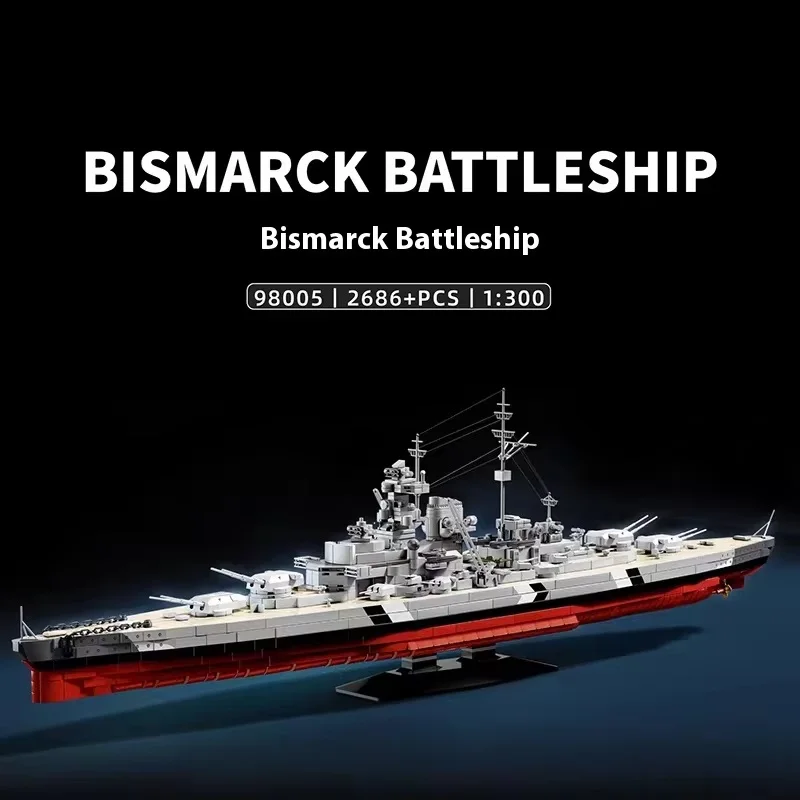 

2686pcs 1:300 WW2 Battle Ship Model Building Blocks MOC Desktop Ornament Educational Toy for Boys & Kids Adult Christmas Gift