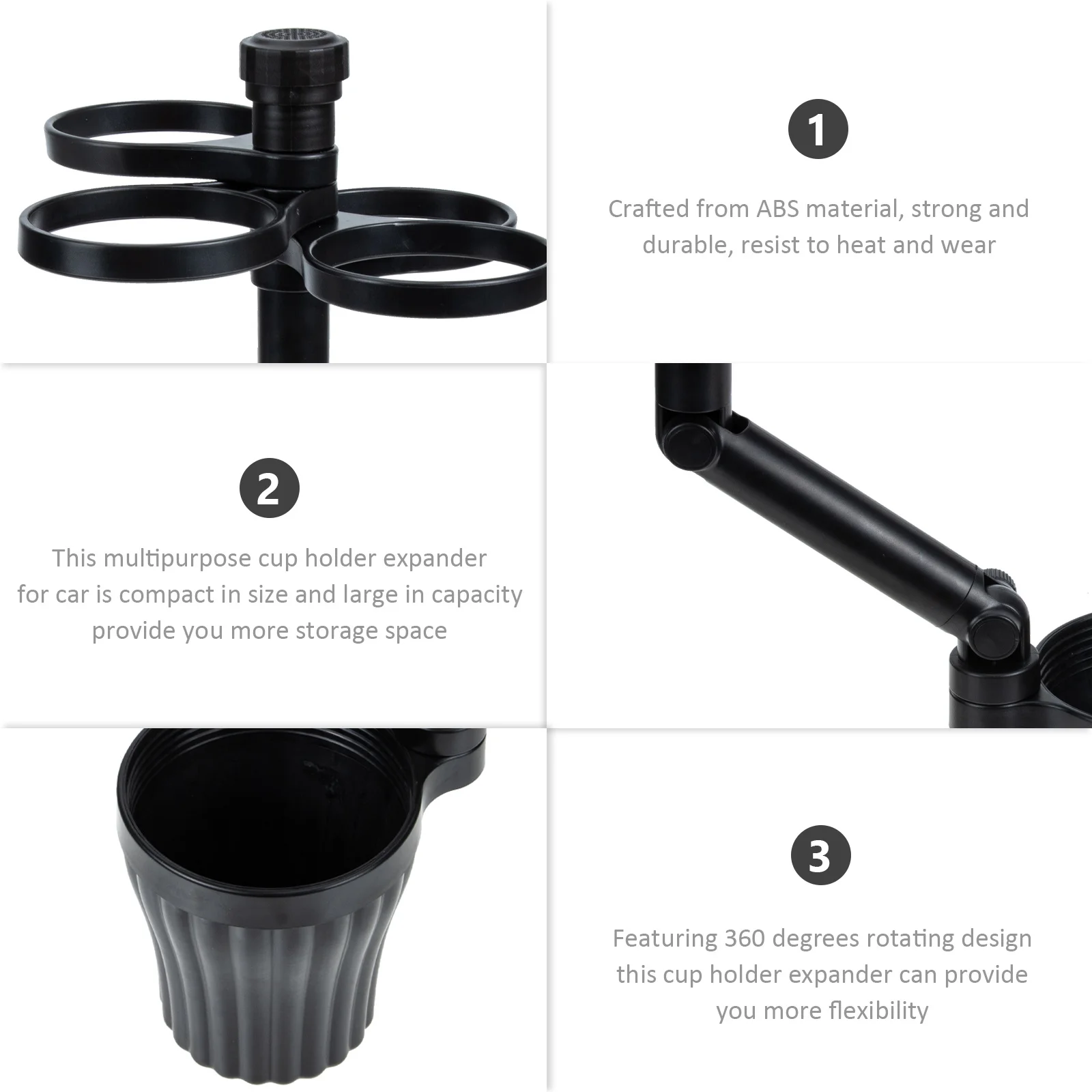 

Car Cup Holder Expander Compact Size Strong ABS Material 360 Degrees Rotating Cup Mount Extender for Car Drink Holder Automotive