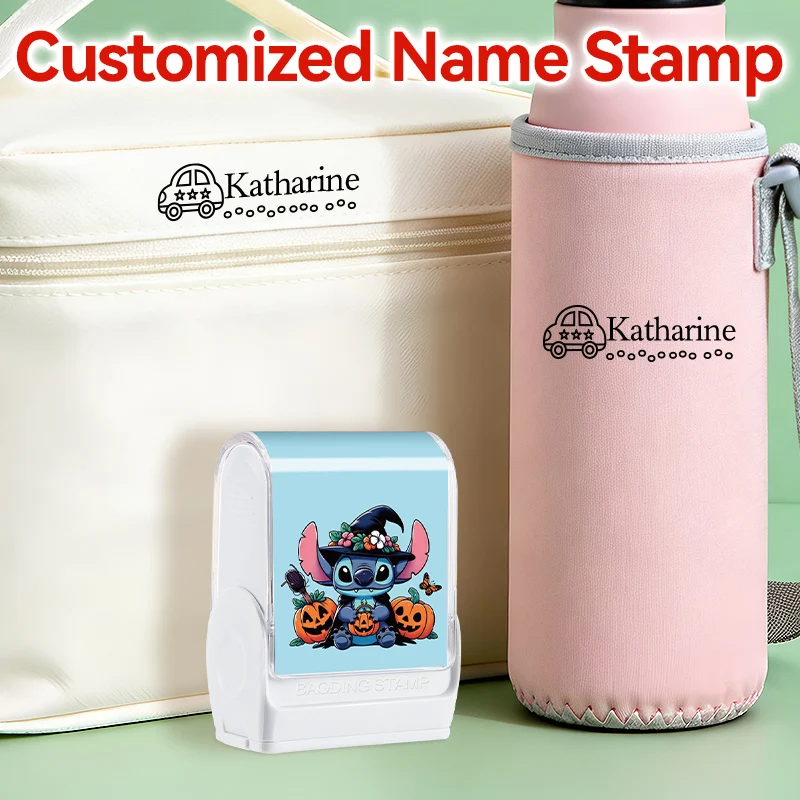 Custom Disney Stitch Halloween Name Stamp,Personalized Self Inking Seal for School Supplies Organization, Ideal Festival Gift