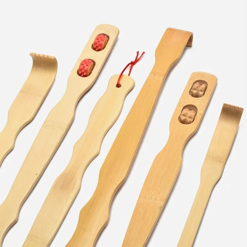 Bamboo Back Scratcher & Wooden Body Roller Stick - Durable Wooden Scratching Backscratcher Massager