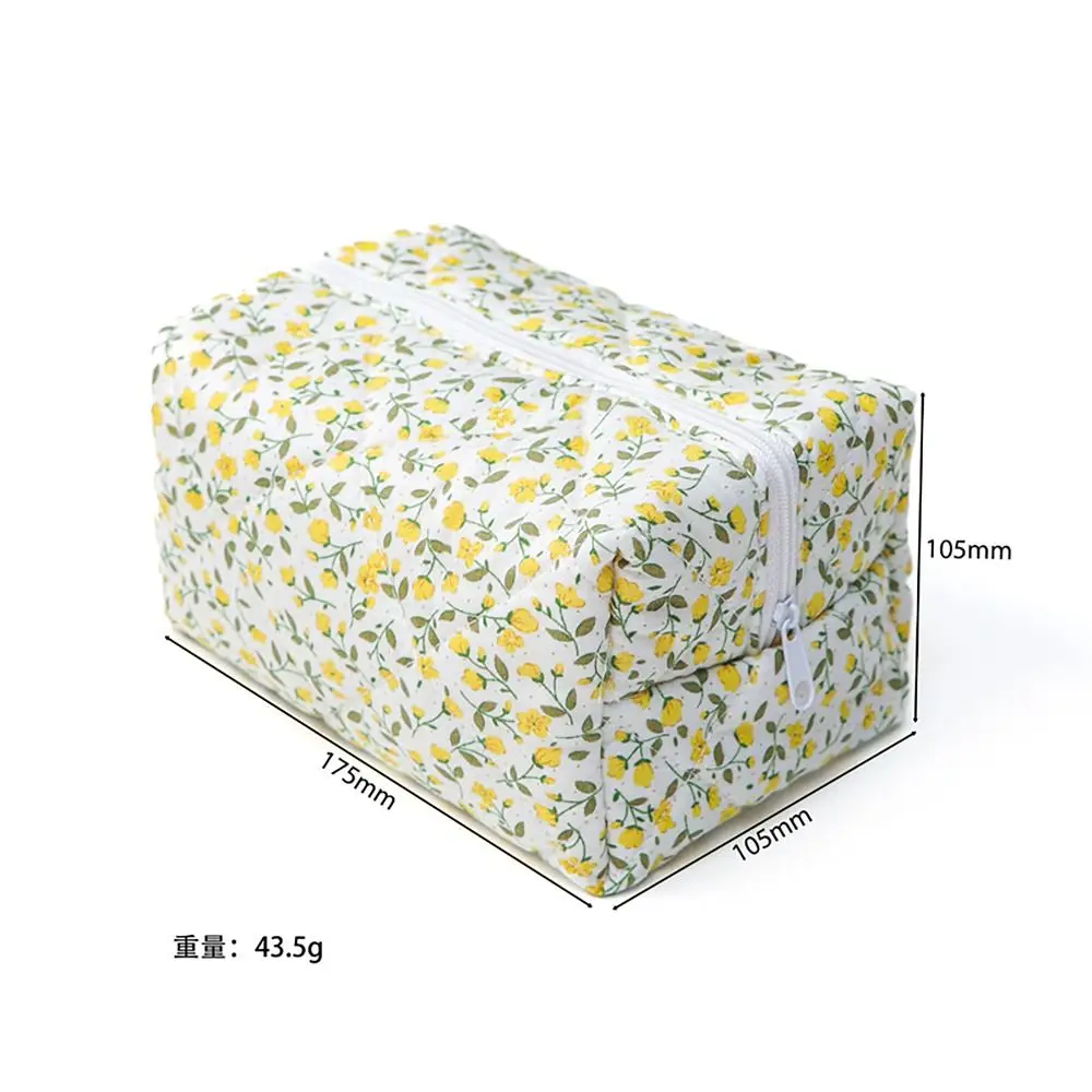 Fiore stampato floreale gonfio trapuntato grande borsa per il trucco organizzatore di immagazzinaggio borsa da toilette borsa cosmetica accessorio