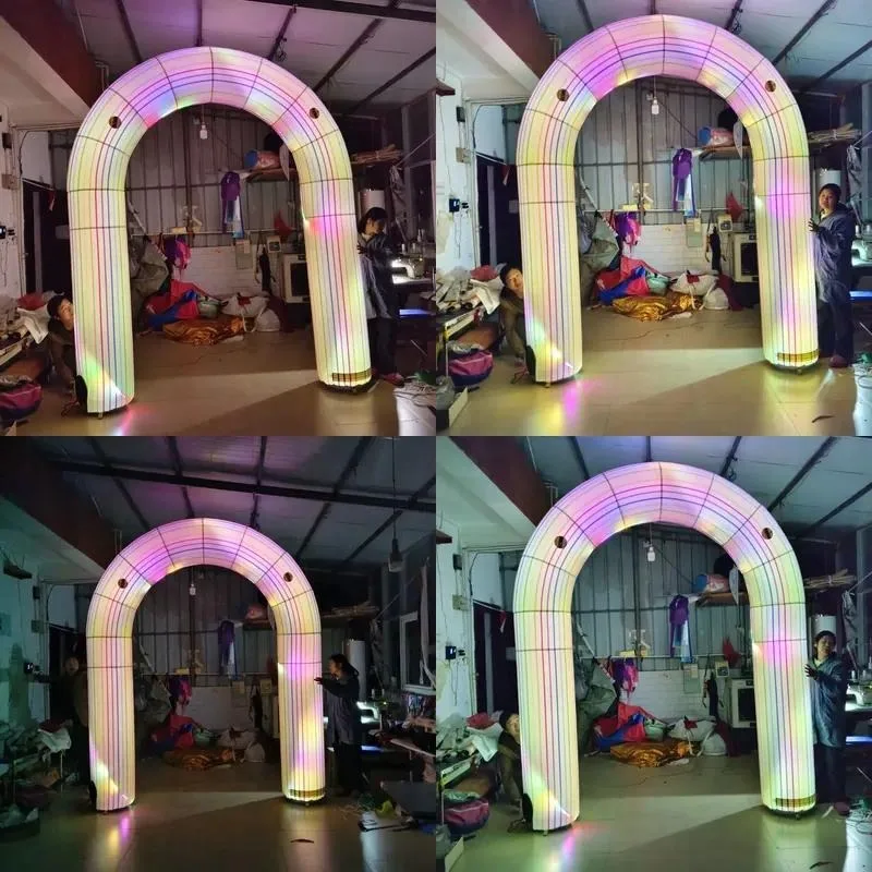 LED luminous inflatable arch, colorful rainbow luminous inflatable entrance arch, suitable for wedding, party, music festival