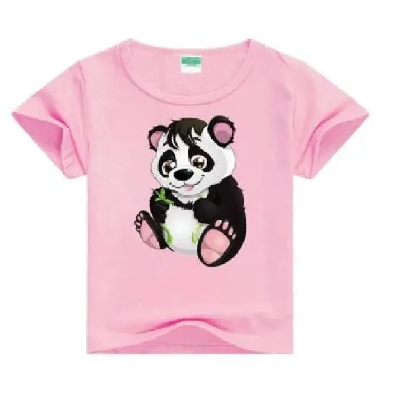 Dzieci Cartoon śmieszne Panda T-shirty nowy letni kostium chłopięce dziewczęce ubrania dziecięce T-shirty dziecięce