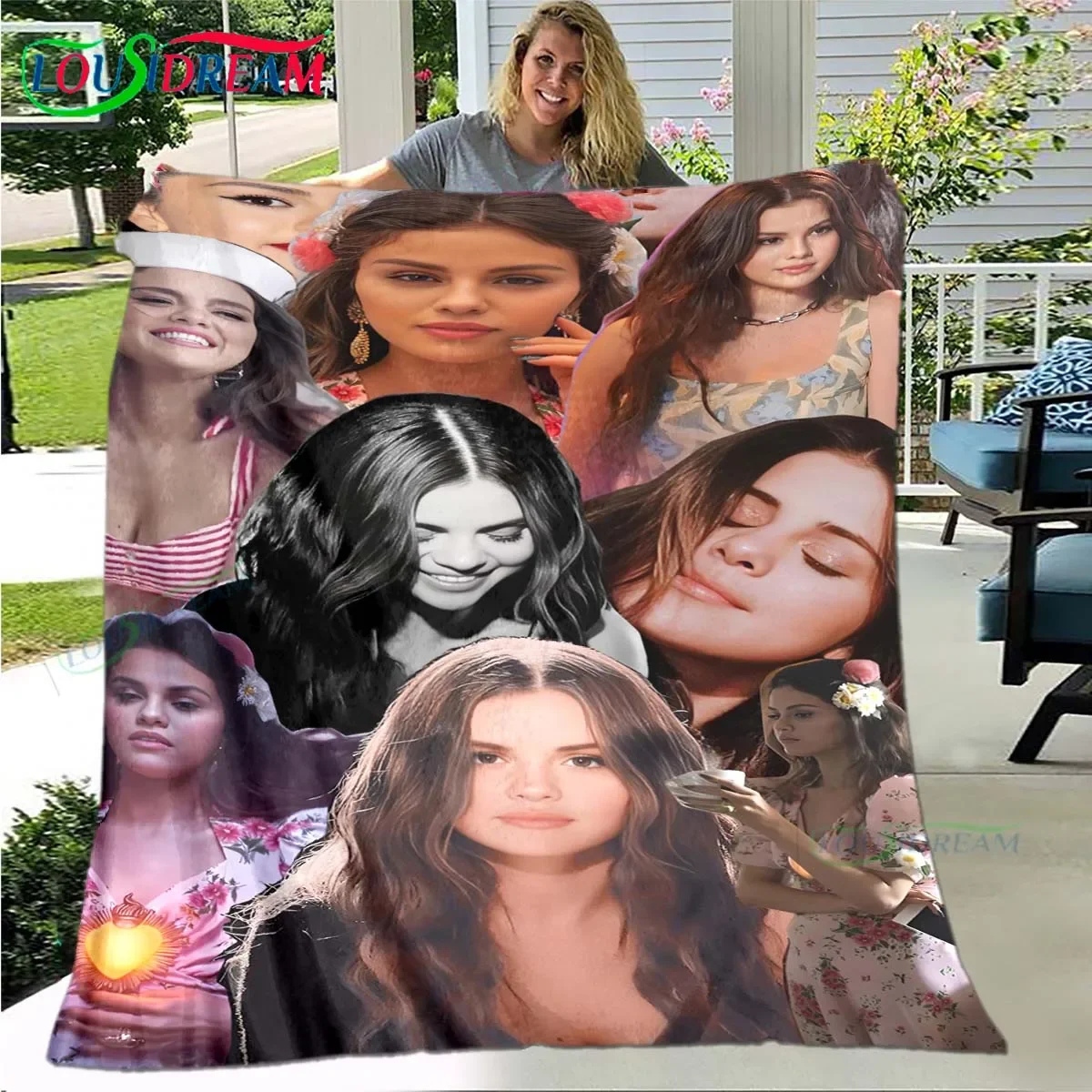 

Famous Female Singer S-Selena G-Gomez Paint Blanket Flannel Thin Blanket Portable Home Travel Office Lunch Break Blanket Gift