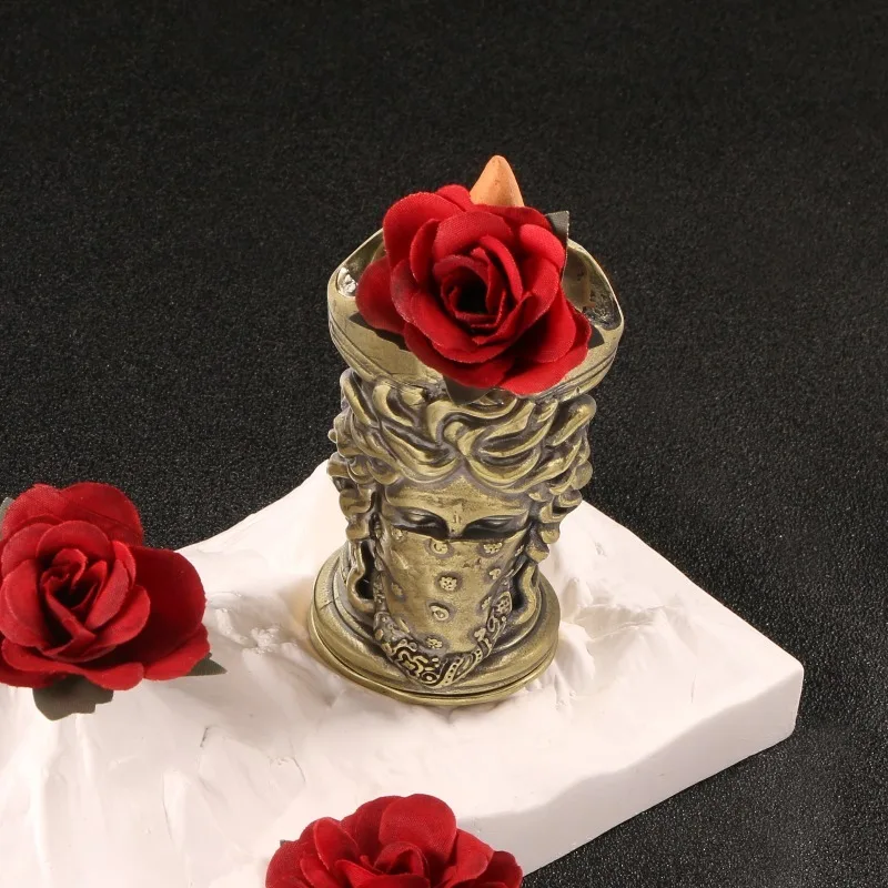 1 PC Medieval Mythology Antique Candle Holder Statue Vintage Brass Ornament Nordic Bronze Craft Collection Home Decoration Gift