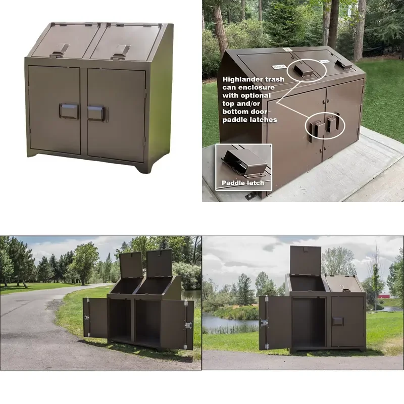 Double 32 Gallon Outdoor Waste Containers for Park Campgrounds Public Areas