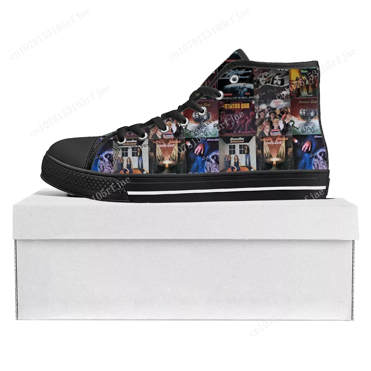 Status Quo Rock Band Fashion High Top High Quality Sneakers Mens Womens Teenager Canvas Sneaker Casual Couple Shoes Custom Shoe