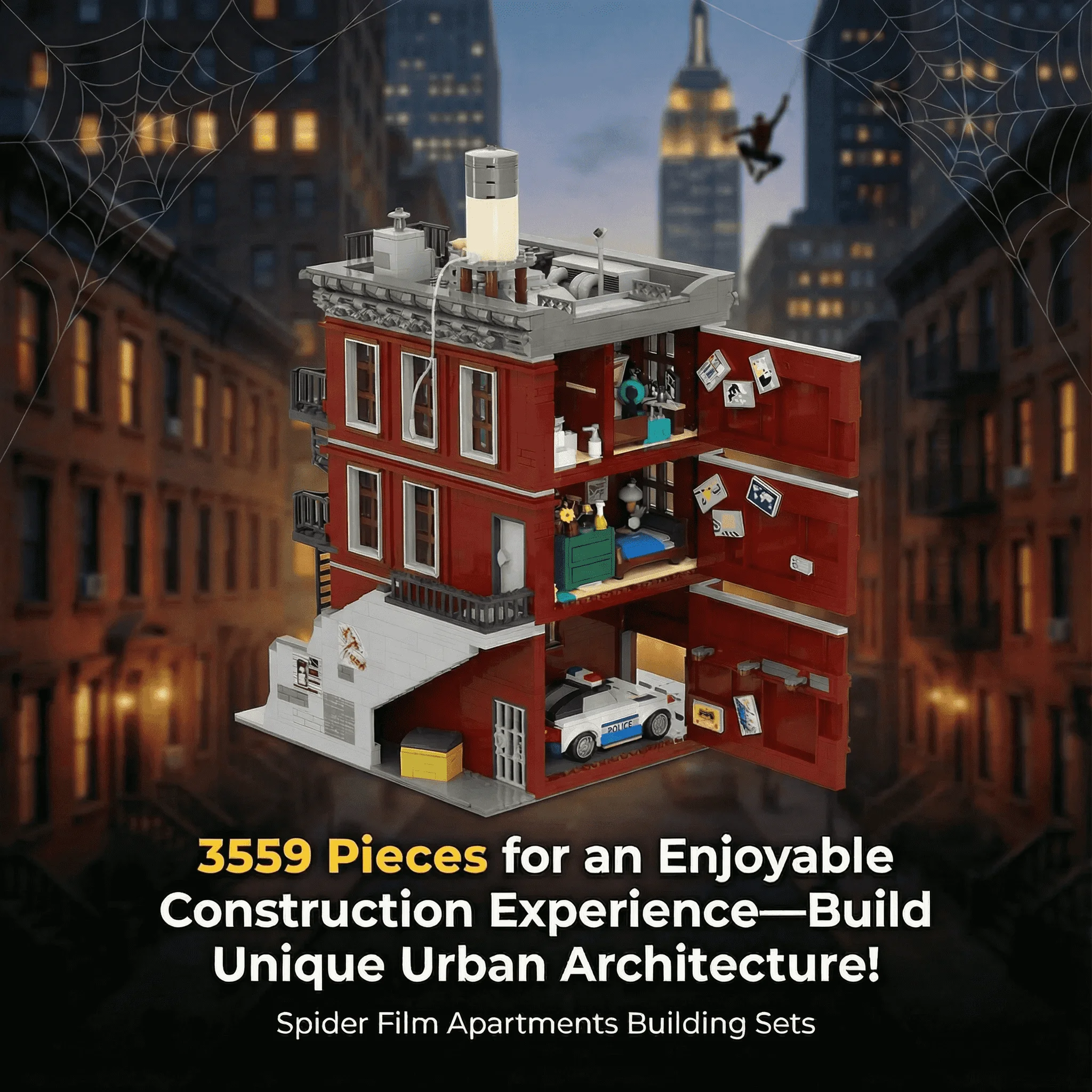Spider Deli Apartment Building Blocks With 11 Figures Films Hero Classic City Modular Assembly Model Kit Creative Gift 3559PCS view 4