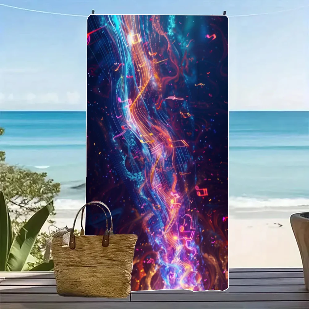 Music Notes Beach Towels, Highly Absorbent Bath Towels, Essential for Outdoor Swimming8.19