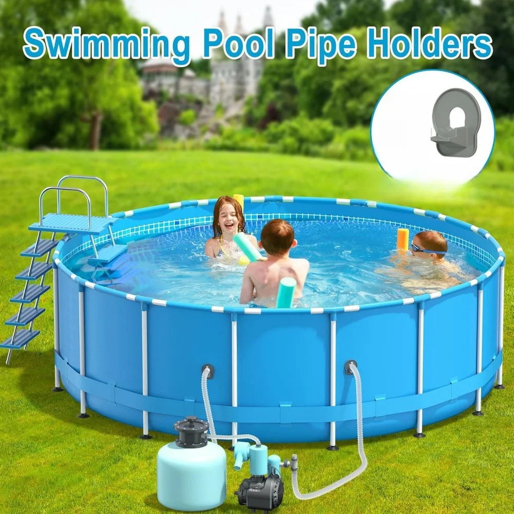 Pool Hose Support Stand with Tape for Inflatable Pools Gray Plastic 3.14 x 4.4 Inch Fits 1 Inch Hoses and Pipes
